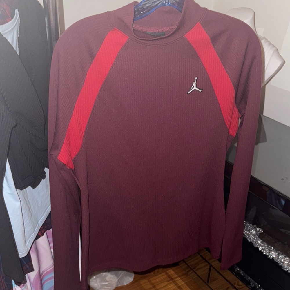 Jordan Burgundy and Red Long Sleeve Shirt